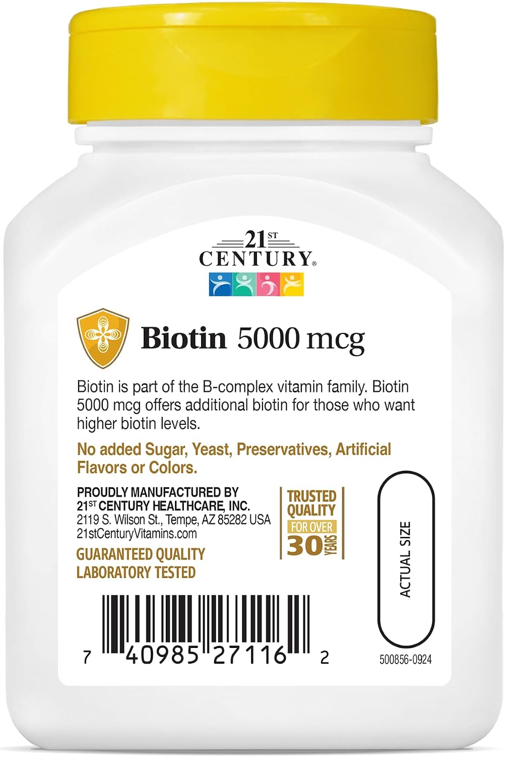 21st Century Biotina 5000 mcg, 110 Cápsulas