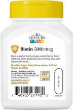21st Century Biotina 5000 mcg, 110 Cápsulas