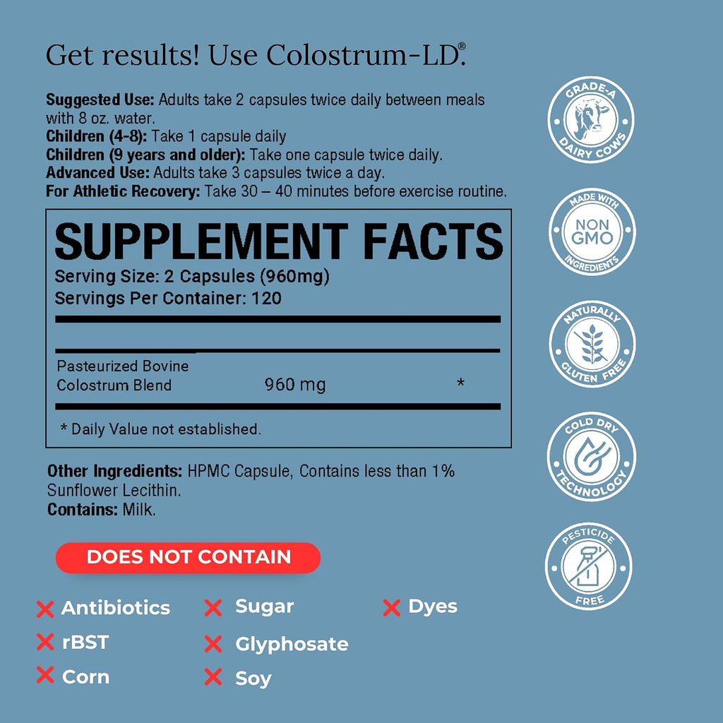 Colostrum-LD Cápsulas de Calostro con Administración Liposomal - Alta Absorción - 240 Cápsulas