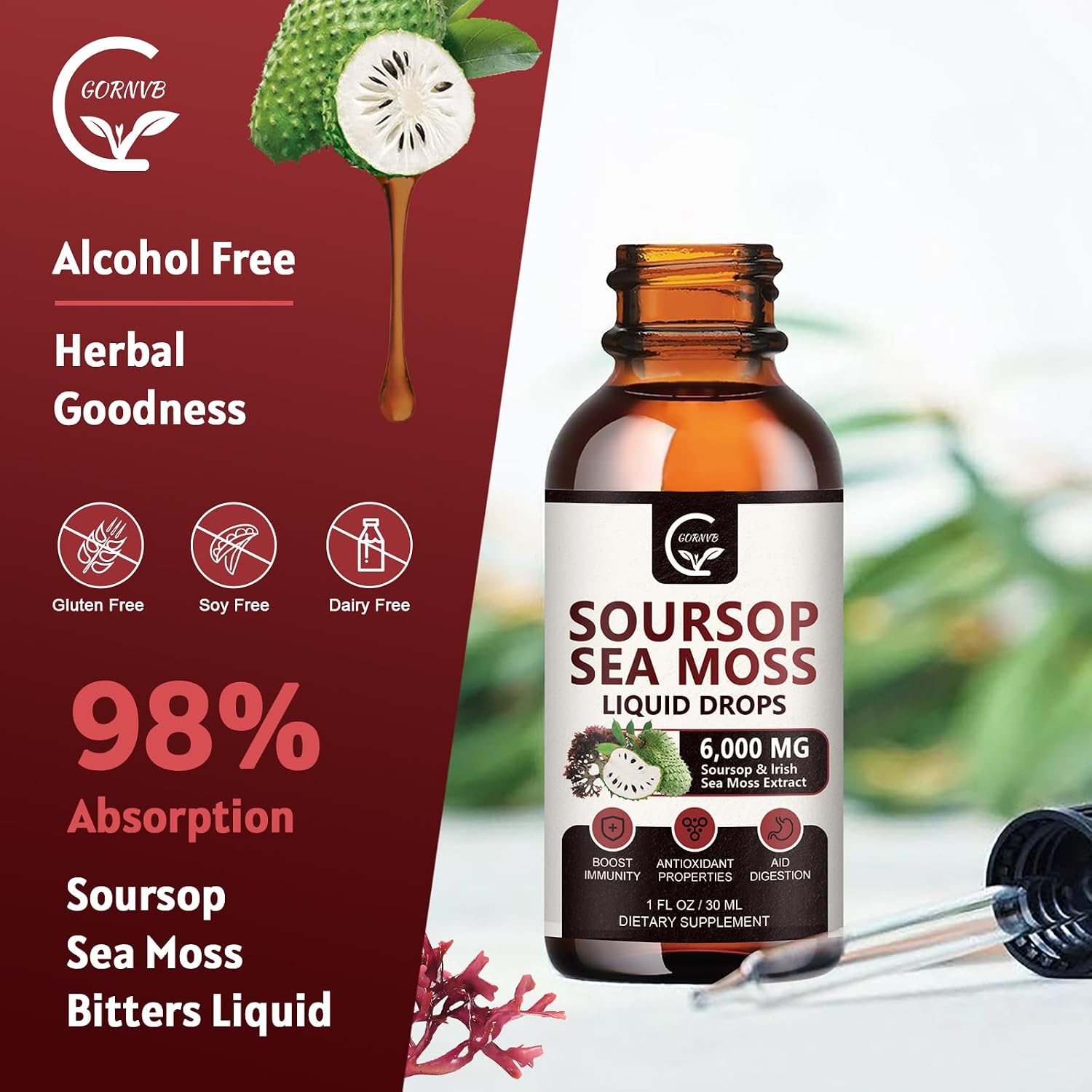 GORNVB – Gotas de Soursop Graviola Multivitamínico (2 Paquete, 30 ml cada botella)