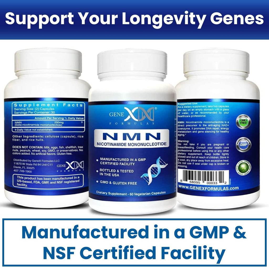 Genex Formulas NMN 250mg - Forma Estabilizada (60 Cápsulas)