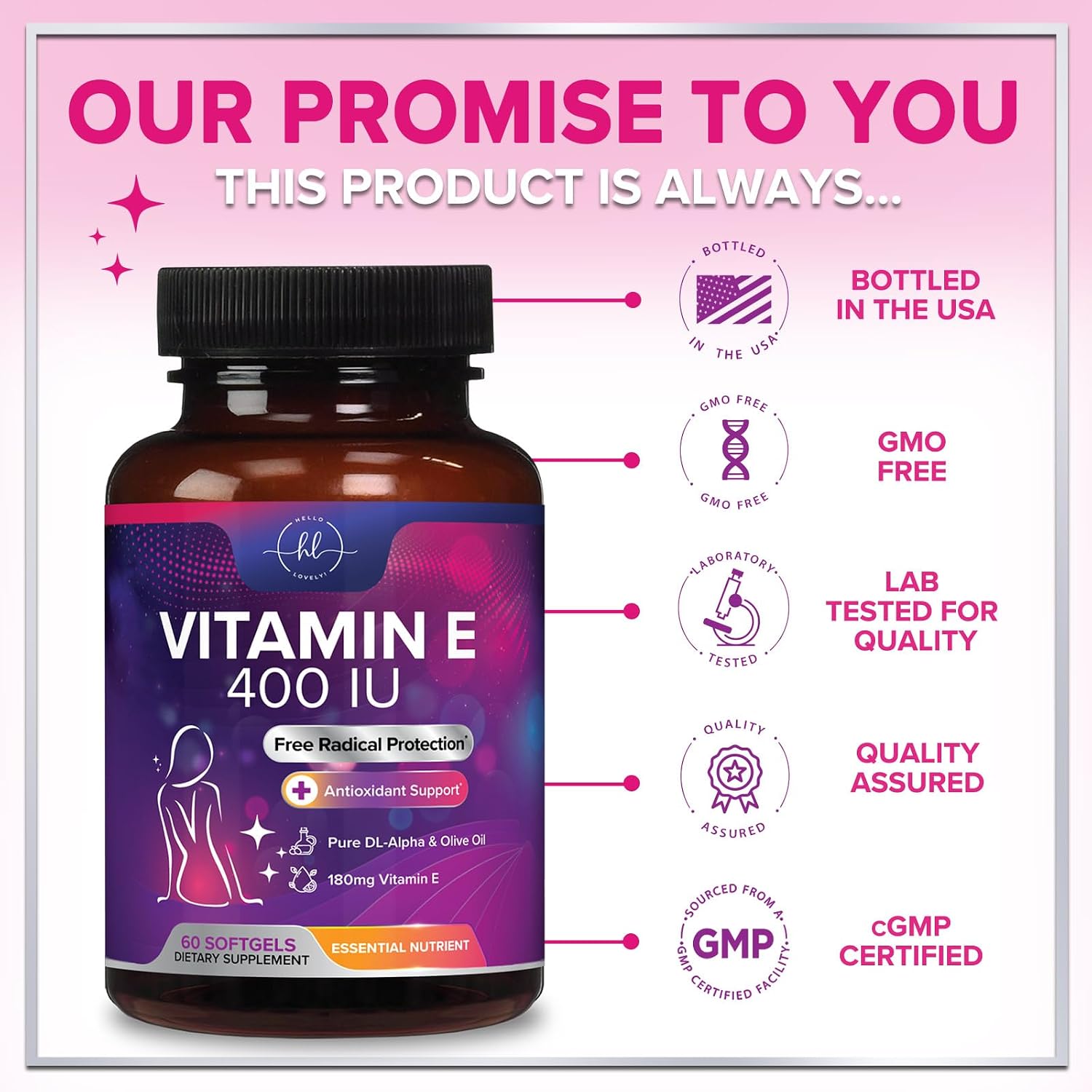 Vitamina E – 180 mg por Ración – Suplemento para Piel y Cabello – dl-Alfa Tocoferol – 60 Cápsulas Blandas