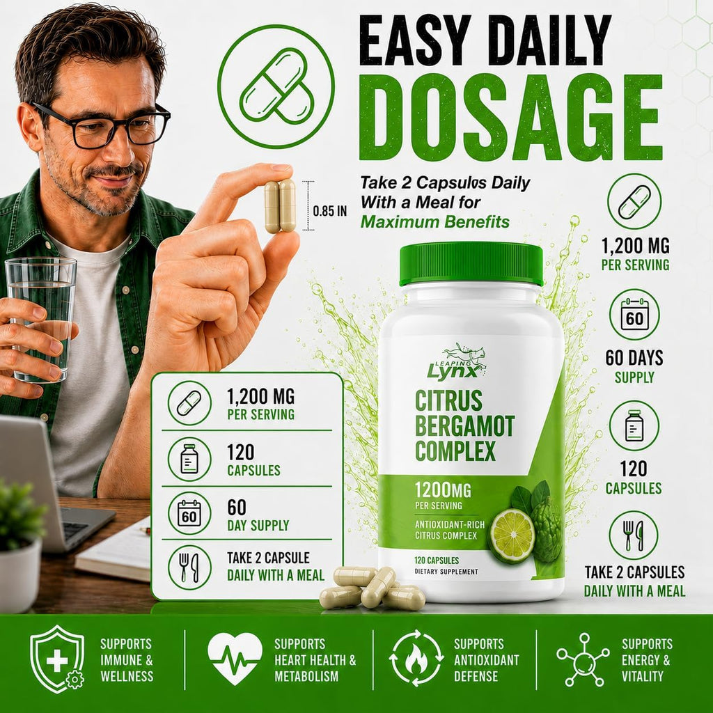 Citrus Bergamot 1200 mg – Apoyo Cardiovascular y Antioxidante | 120 Cápsulas (60 Días) | No Transgénico