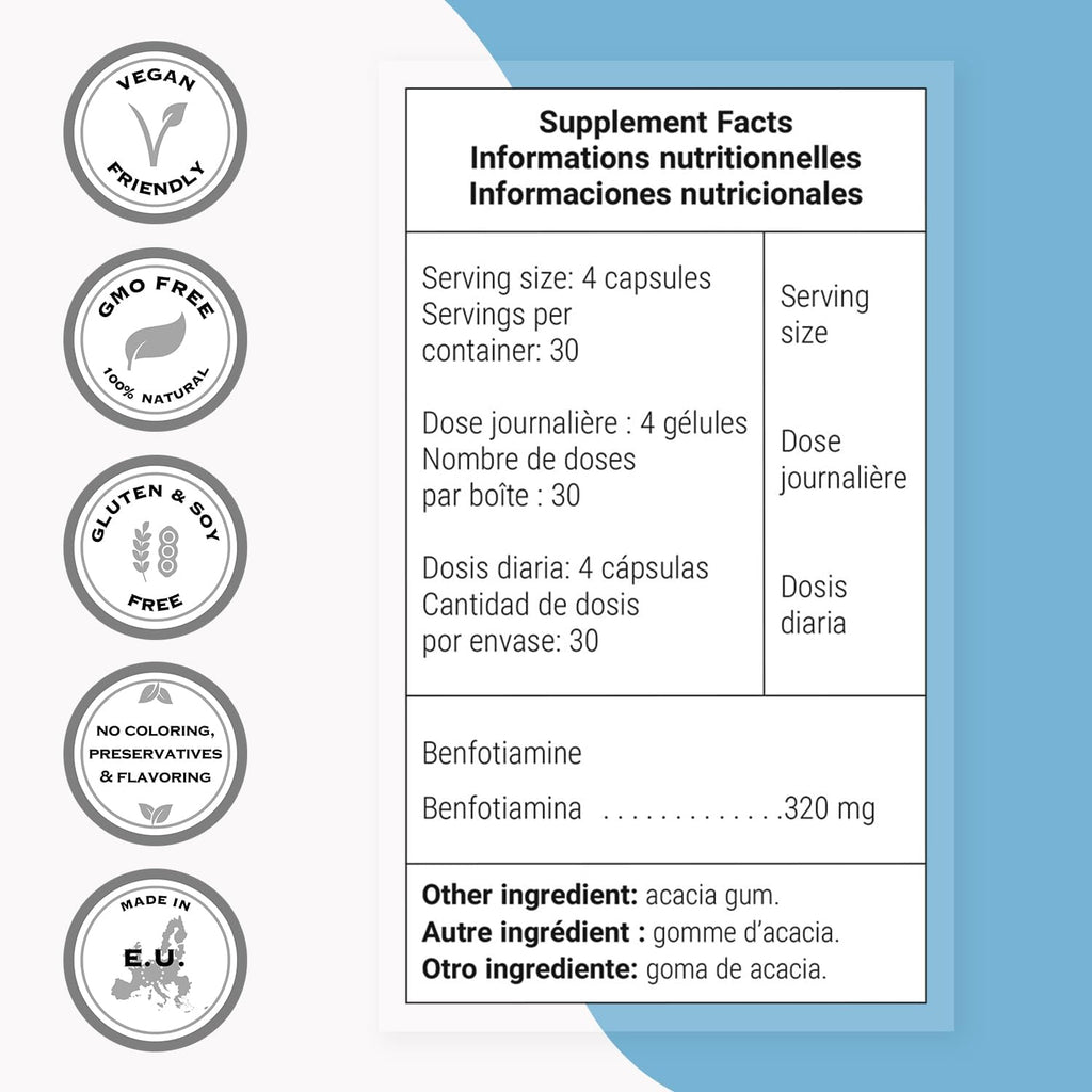 Supersmart Benfotiamina 320mg al Día - 120 Cápsulas Vegetarianas