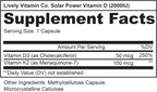 Solar Power Vitamina D3 2000 UI + K2 MK-7 (MenaQ7) – 180 comprimidos