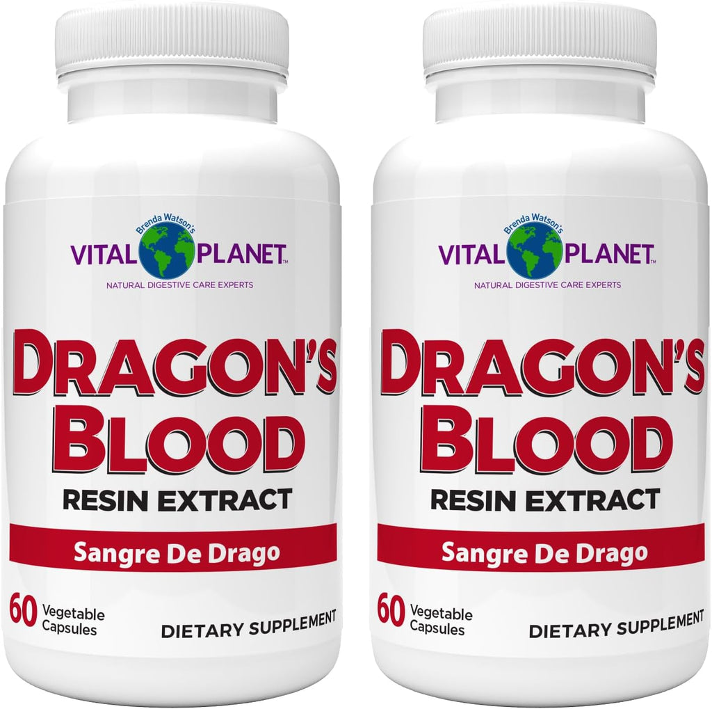 Vital Planet - Extracto de Resina de Sangre de Drago (Croton lechleri), 500 mg, 60 Cápsulas (Pack de 2)