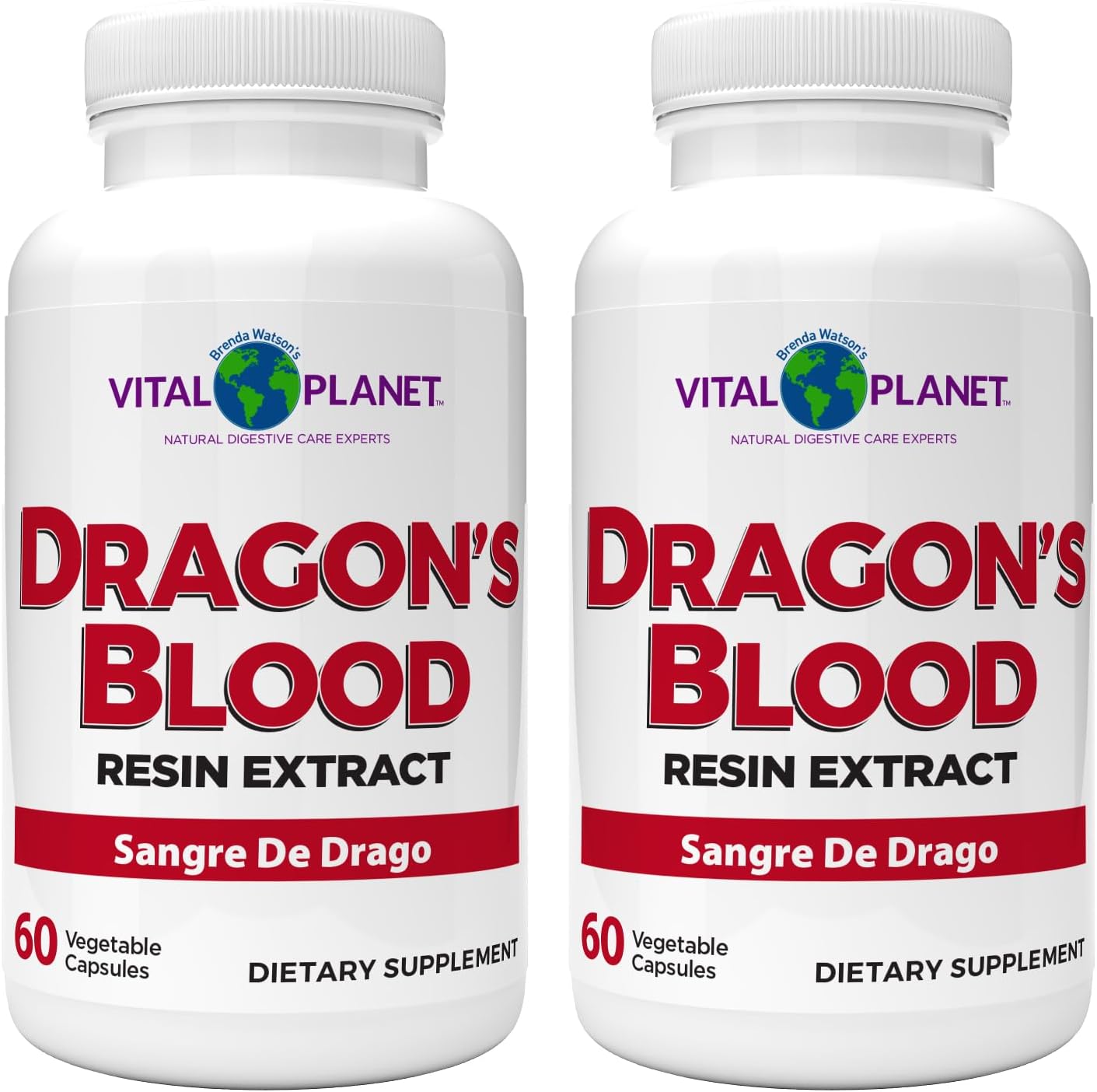 Vital Planet - Extracto de Resina de Sangre de Drago (Croton lechleri), 500 mg, 60 Cápsulas (Pack de 2)
