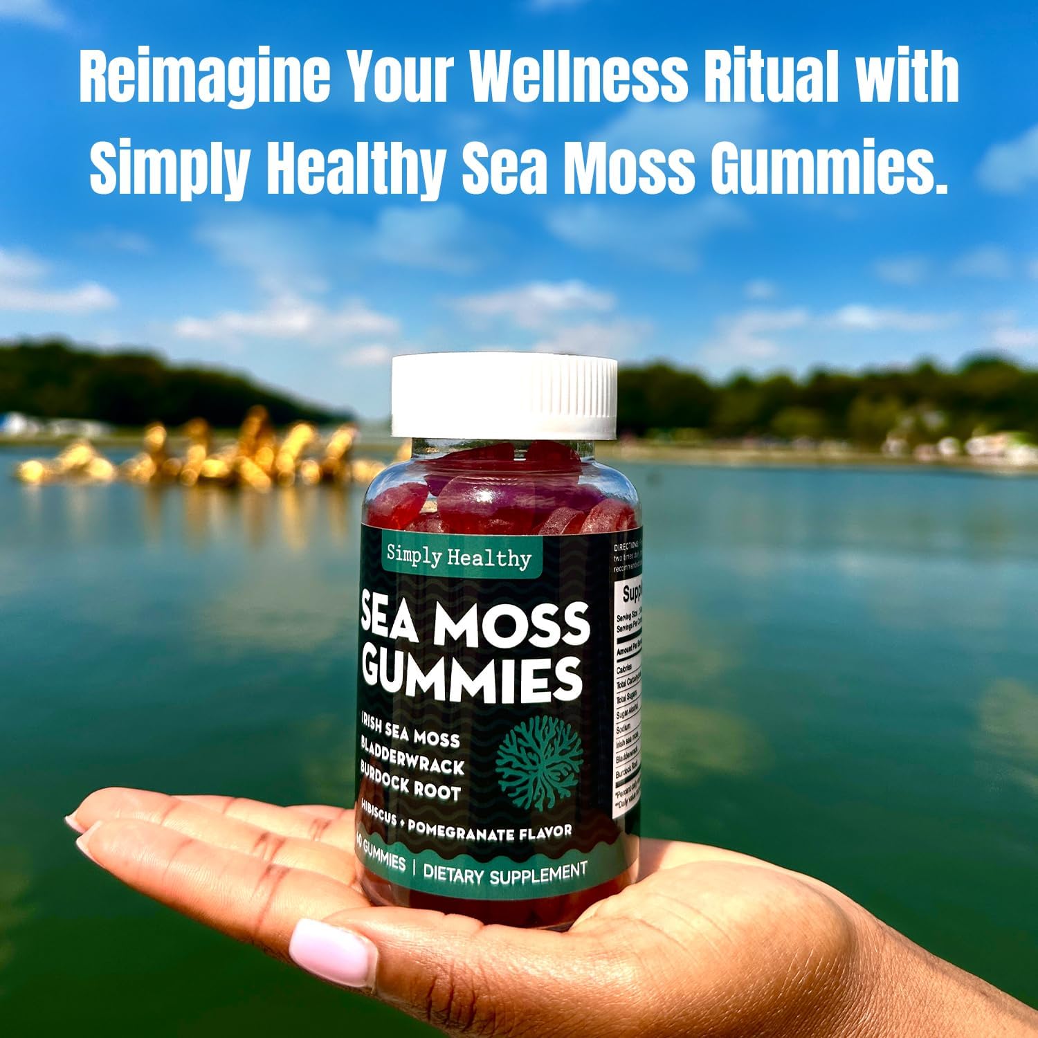 Simply Healthy Premium Sea Moss Gummies – Irish Sea Moss con Bladderwrack y Burdock Root, 60 Gominolas Veganas