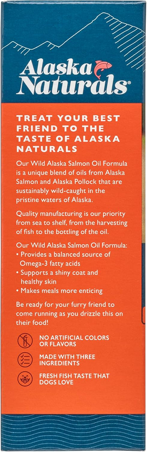 Alaska Naturals – Wild Alaskan Salmon Oil Formula for Dogs – Supplement with Omega 3 EPA & DHA – Healthy Skin and Shiny Coat – 236ml with Pump Dispenser