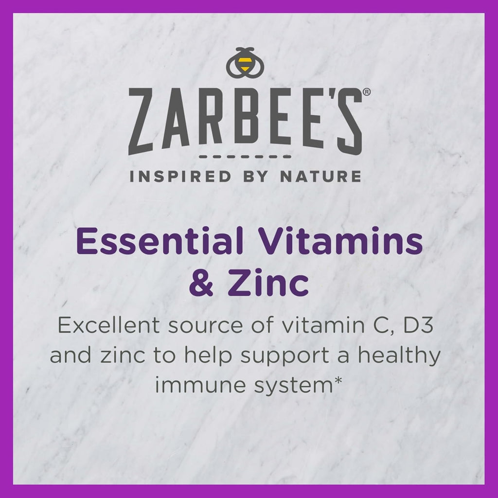 Zarbee's Kids Immune Support – Vitaminas C, D y Zinc para niños, sabor tropical, 28 comprimidos masticables