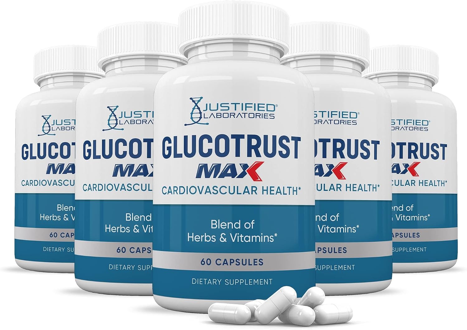 Justified Laboratories Glucotrust Max 1295mg - 300 Cápsulas (5 Envases)