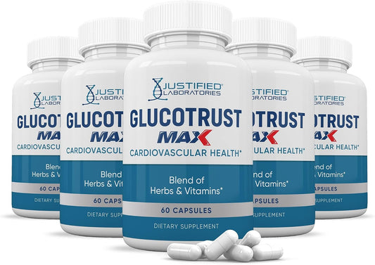 Justified Laboratories Glucotrust Max 1295mg - 300 Cápsulas (5 Envases)