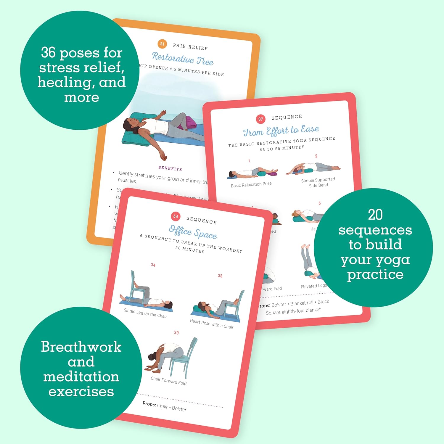 Cartas de Yoga Restaurativo para Principiantes: Posturas Suaves para la Relajación y la Sanación