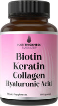 Suplemento de Biotina 10.000 mcg con Keratina, Colágeno Marino y Ácido Hialurónico - 4 en 1 para Cabello, Piel y Uñas