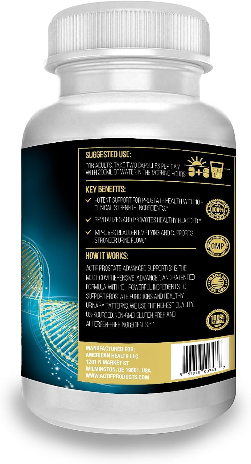 ACTIF Prostate Advanced Support - Apoyo Prostático Completo, 60 Cápsulas