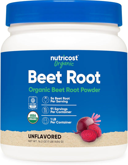 Nutricost Organic Beet Root Powder 1 LB - Vegan, Superfood, Certified USDA Organic – Image 1