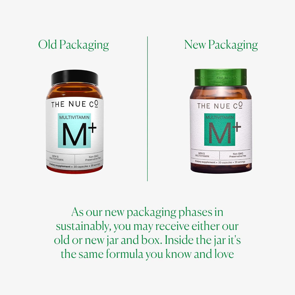 The Nue Co. MEN'S MULTI VITAMIN - Multivitamínico para hombres, vegano, sin gluten, 30 cápsulas