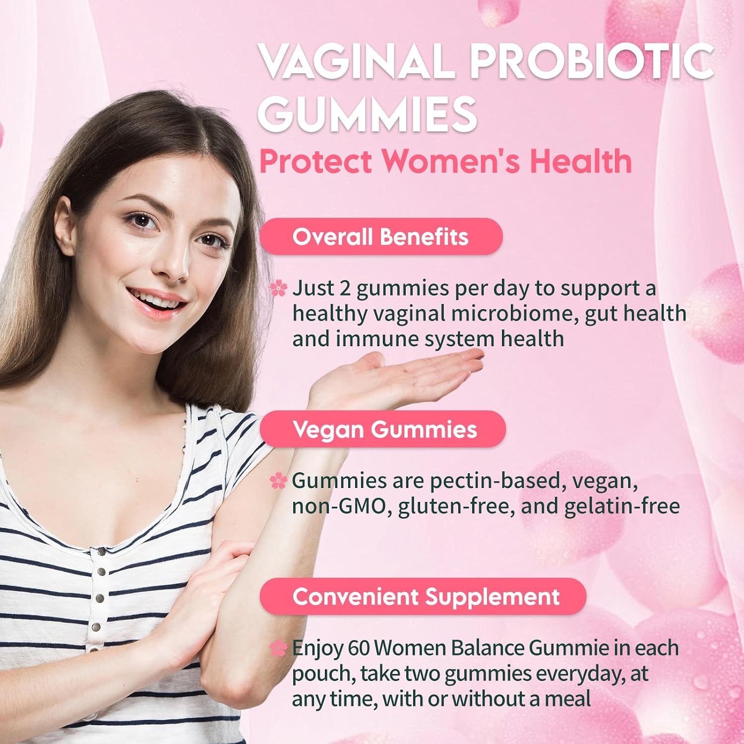 Airboy Gominolas Probióticas Vaginales para Mujeres, Sabor Piña – 60 Gominolas