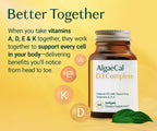 ALGAECAL D3 Complete - Complejo de Vitaminas D3, K2, A y E - 180 Cápsulas (3 Frascos)