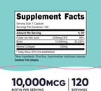 Nutricost Biotina 10.000mcg con Folato y Colágeno Marino - 120 Cápsulas