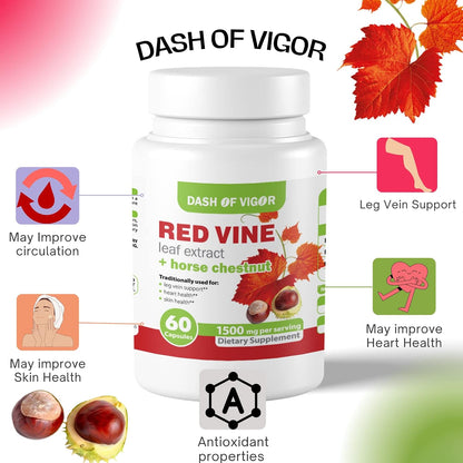 Dash of Vigor Extracto de Hoja de Vid Roja – Cuidado de la piel: La vid roja se ha utilizado tópicamente para – Image 3