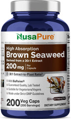 NusaPure Cápsulas de Alga Parda, 200 mg, 200 Cápsulas Veganas (No OGM, Vegano)
