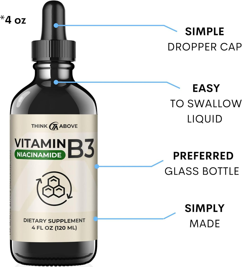 Vitamina B3 Líquida (Niacinamida) - Sin Flush - 4 oz (120 ml)
