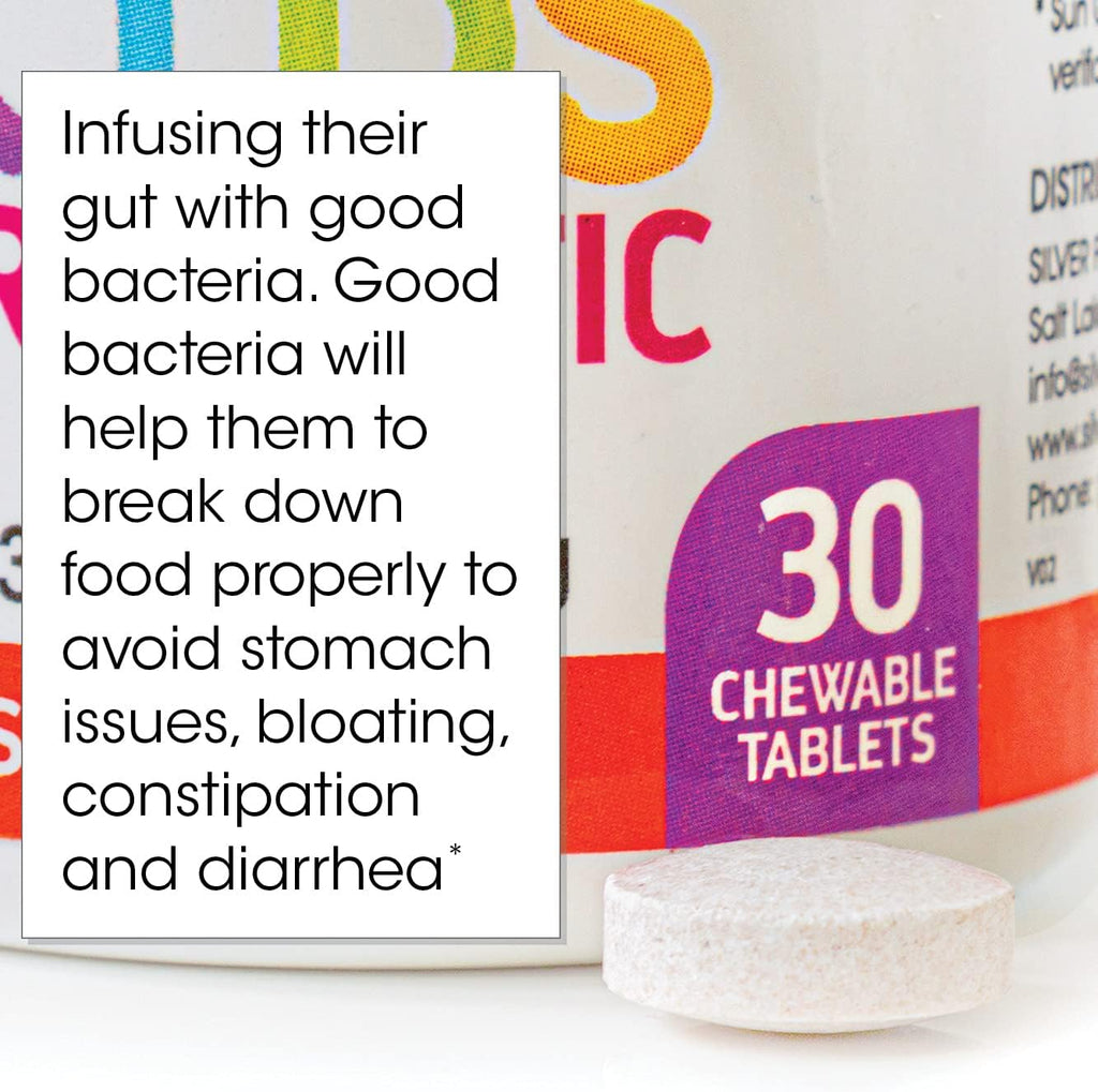 Silver Fern Brand Kids Ultimate Probiotic - 4 Botellas - 30 Comprimidos Masticables - Sin Azúcar Ni Gluten - Suplemento Infantil con Probióticos