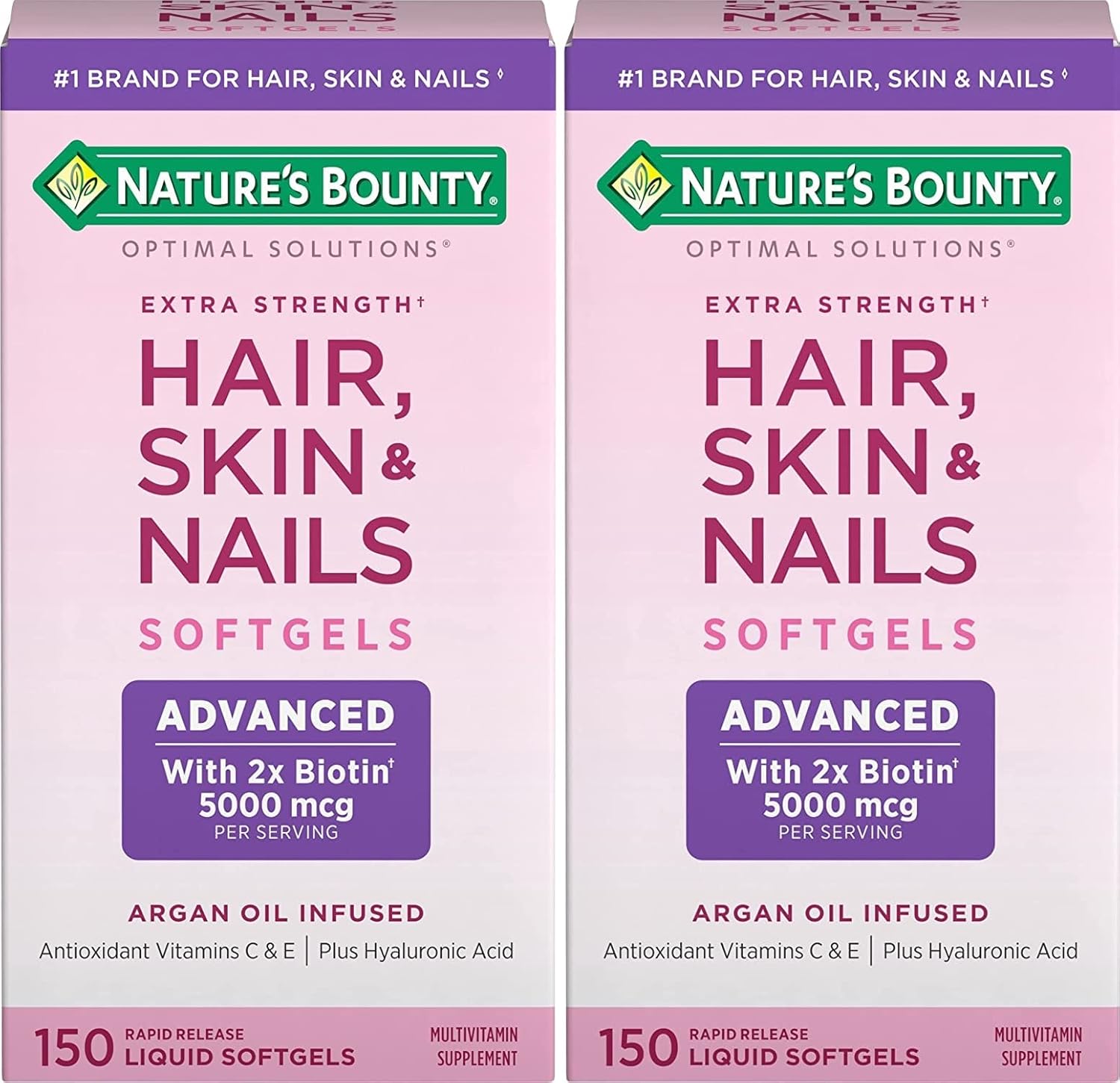 Nature's Bounty Hair, Skin & Nails Rapid Release Softgels, 150 Cápsulas (Pack de 2)