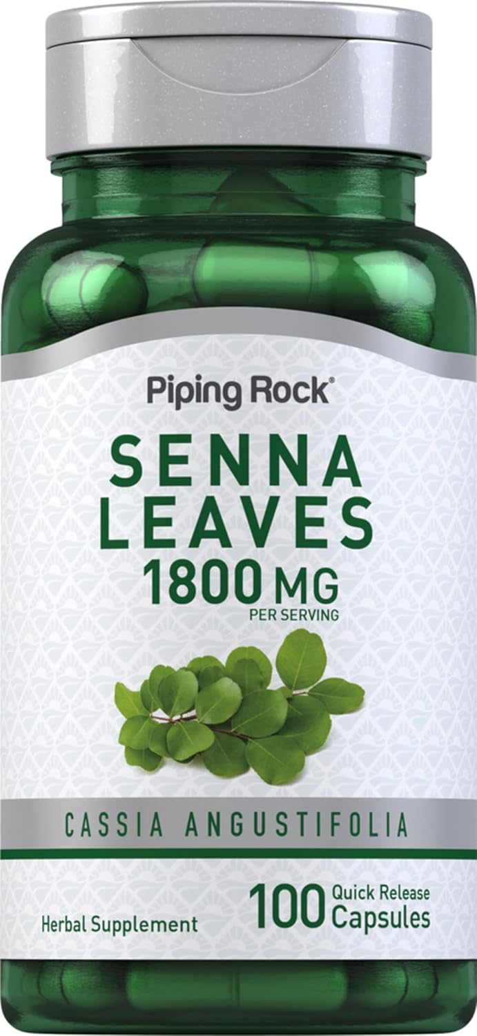 Piping Rock Senna Leaves Cápsulas | 1800mg | 100 Count | Senna Leaf Extract