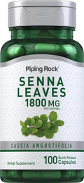 Piping Rock Senna Leaves Cápsulas | 1800mg | 100 Count | Senna Leaf Extract