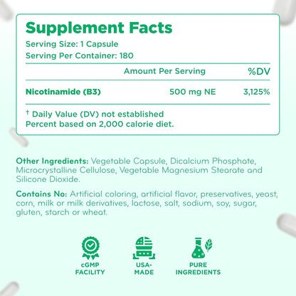 Vitamina B3 Nicotinamida 500 mg - Forma de – Piel y mucosas: contribuye al mantenimiento de la piel y las mucosas – Image 8
