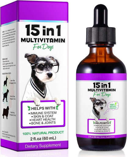 Multivitamínico Líquido 15 en 1 para Perros – Vitaminas del grupo B (B1, B2, B3, B6): Contribuyen al metabolismo – Image 1