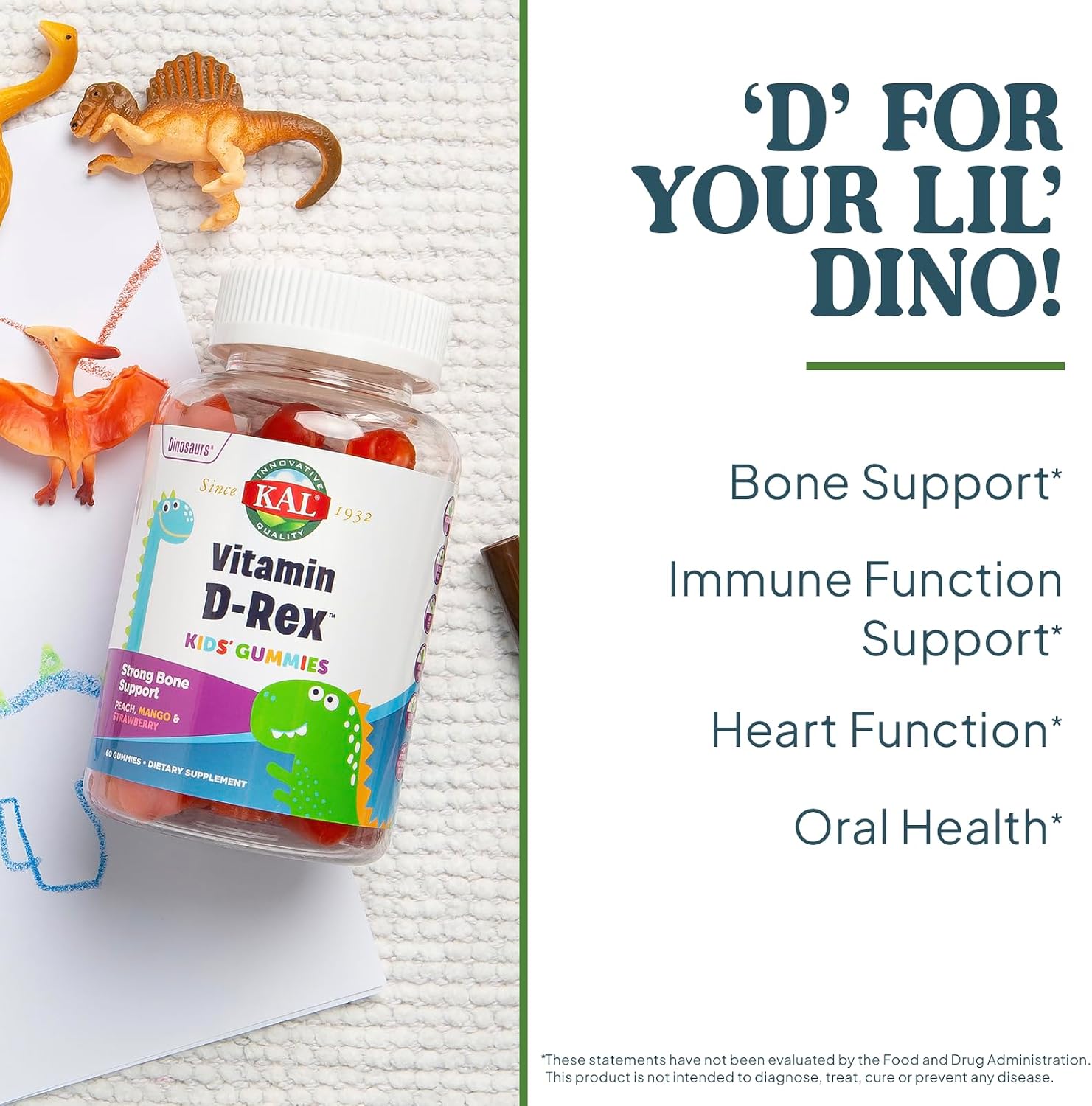 KAL Vitamin D-Rex Gominolas de Vitamina D3 para Niños
