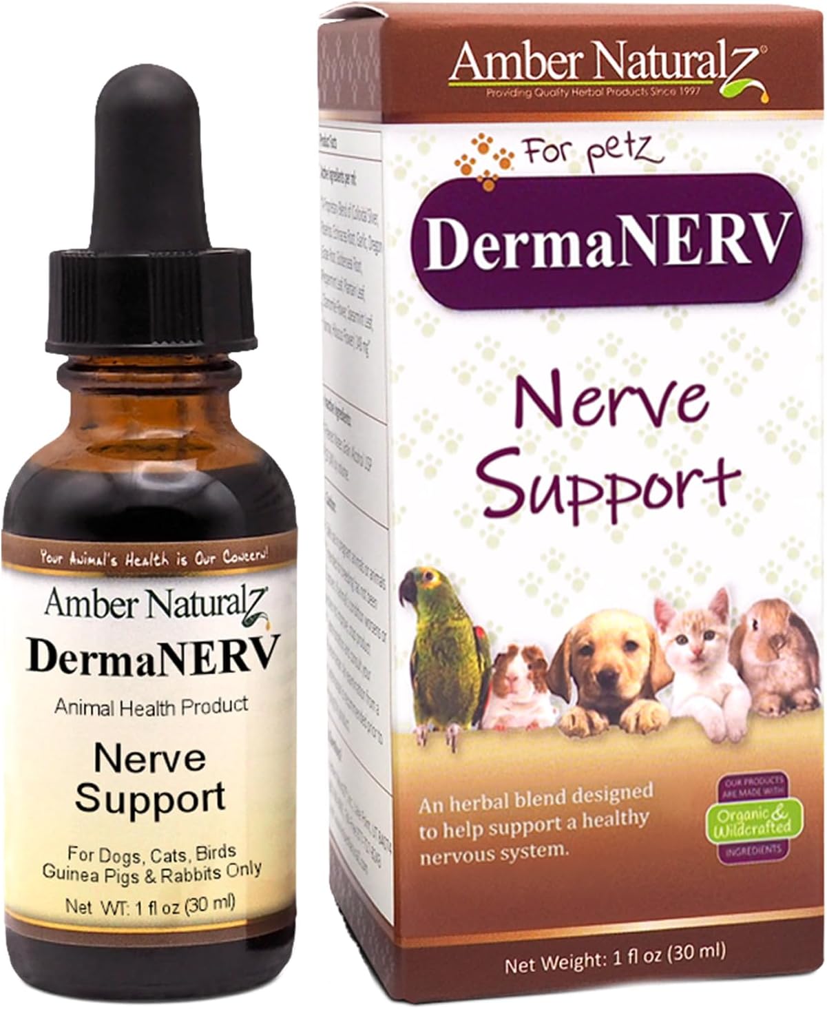 Amber NaturalZ DermaNERV Suplemento Herbal para Mascotas – 30 ml