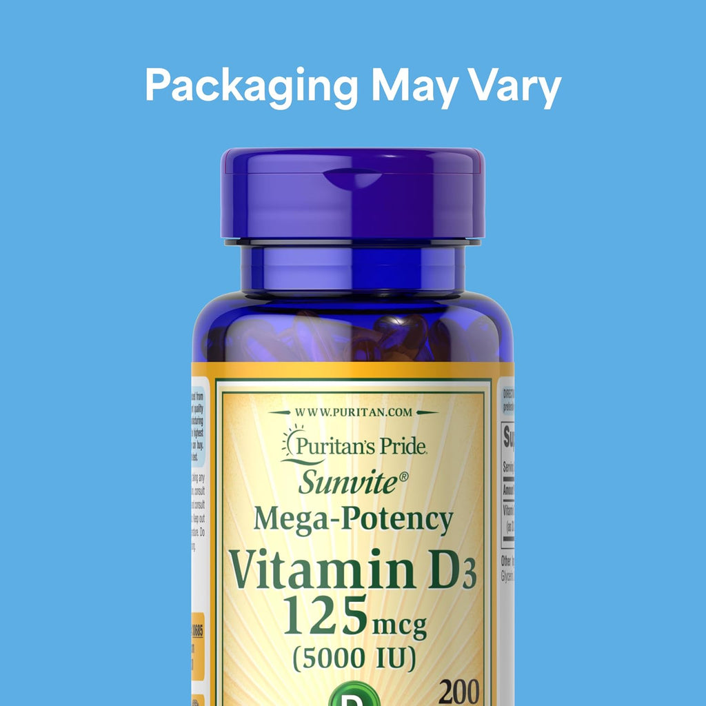 Puritan's Pride Vitamin D3 5000 IU Mega Strength 200 Softgels