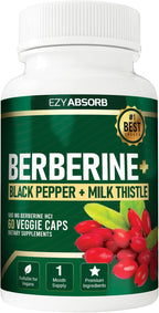 EzyAbsorb Berberina 500mg con LA-3 Activador Metabólico AMPK - 60 Cápsulas Vegetales