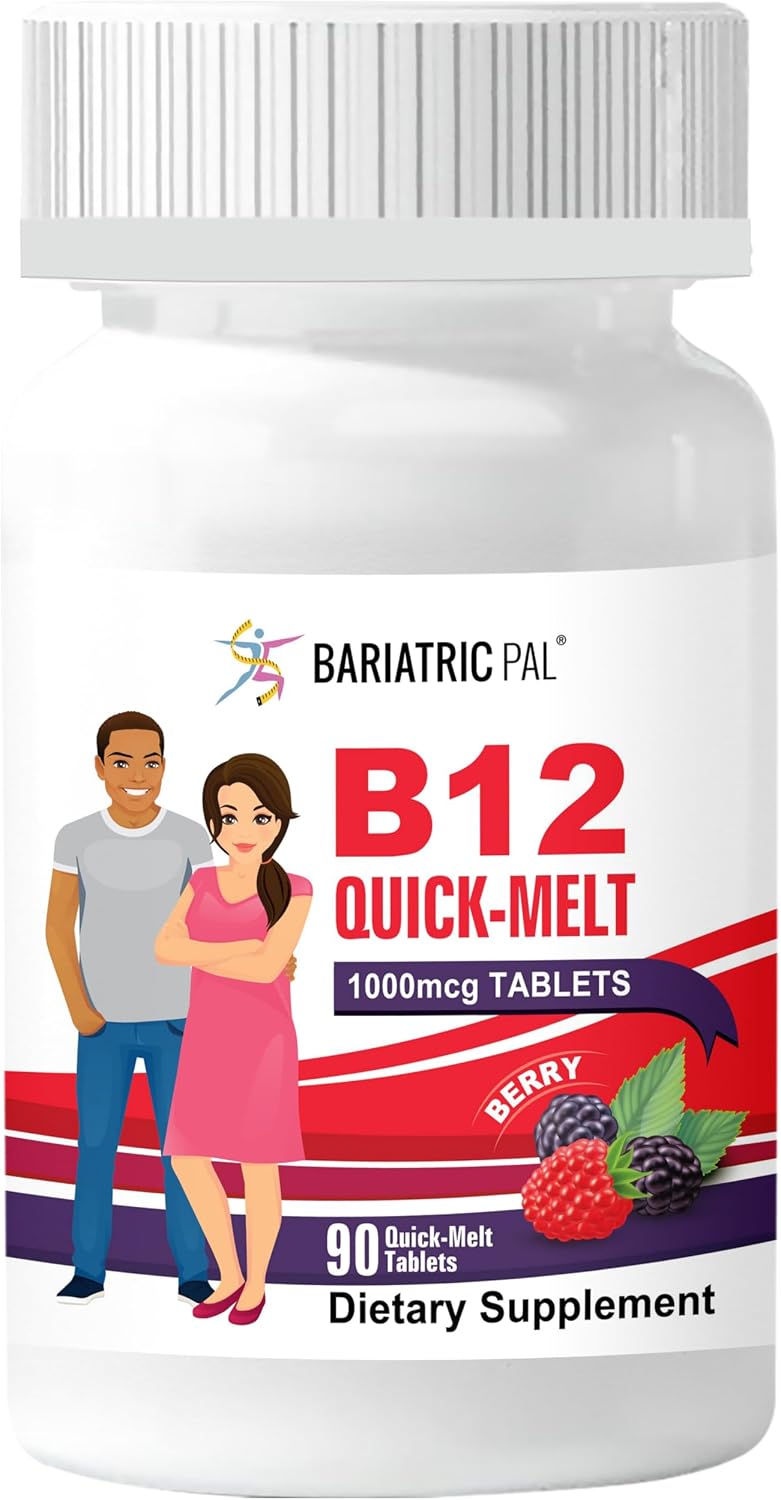 BariatricPal 1,000mcg B12 Quick Melts Sin Azúcar (90 Comprimidos) - Sabor a Bayas