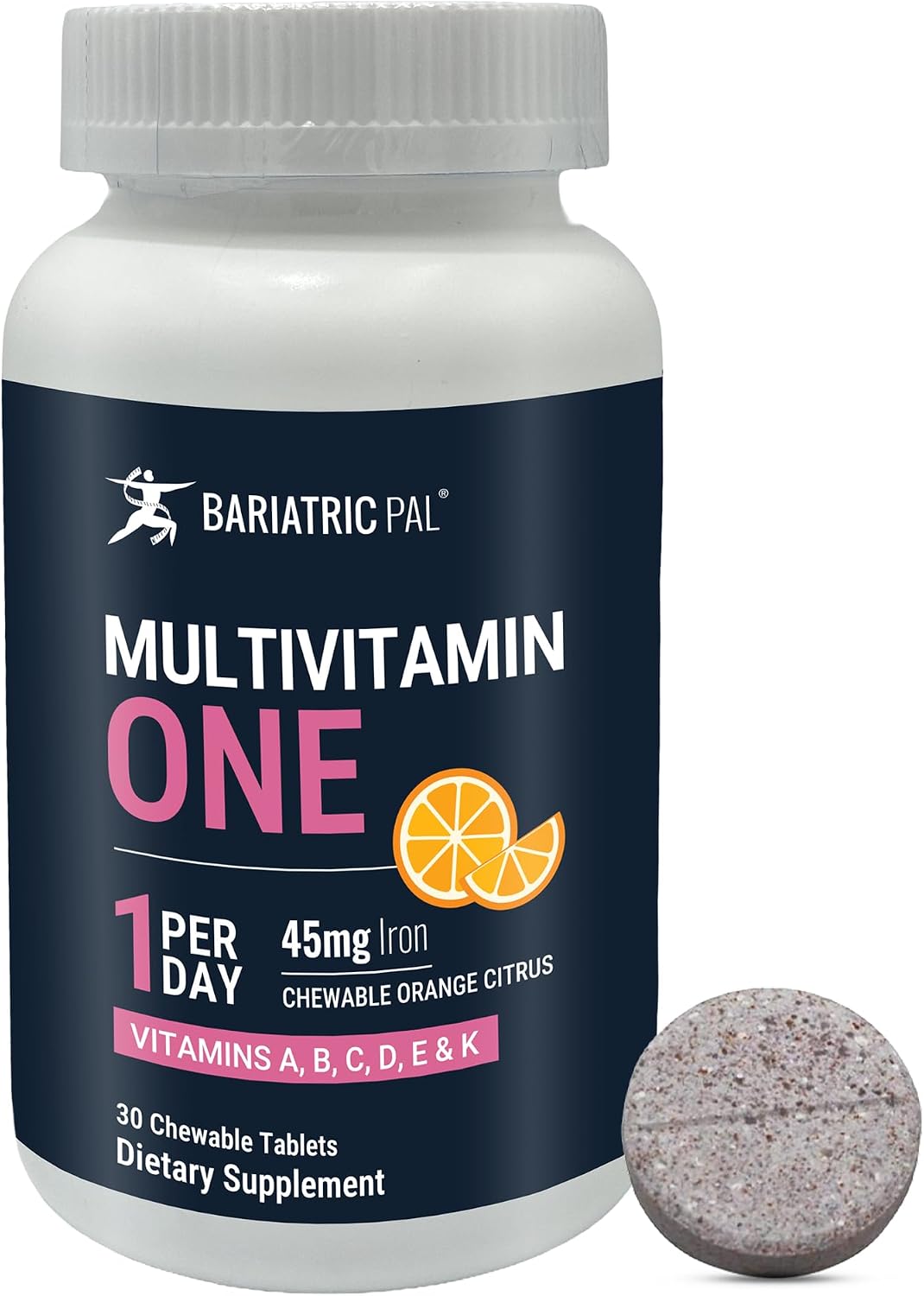 BariatricPal Multivitamin ONE - Multivitamínico Masticable con 45mg de Hierro, Sabor Mixed Berry, 30 Comprimidos