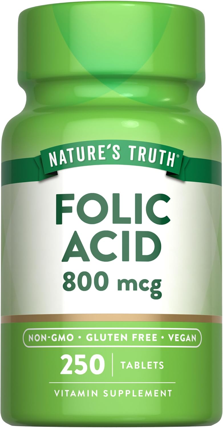 Nature's Truth Folic Acid 800 mcg | 250 Tablets | Vegan, Gluten Free