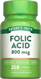 Nature's Truth Folic Acid 800 mcg | 250 Tablets | Vegan, Gluten Free