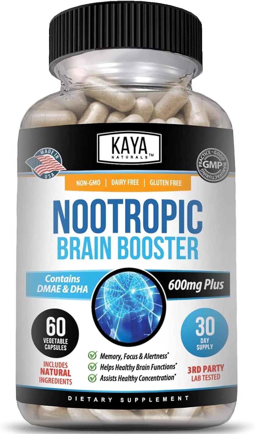 Kaya Naturals - Nootropic Brain Booster - Apoyo para Memoria y Concentración - 60 Cápsulas