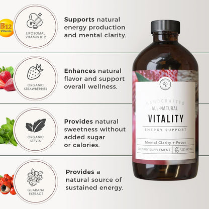 Rowe Casa Organics Vitality Energy Support – Suplemento Líquido de Energía con Guaraná y Rodiola – 473 ml – Image 3