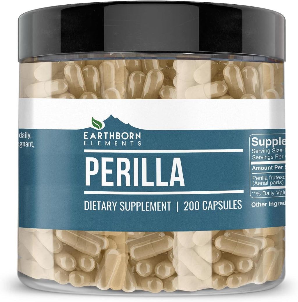 Earthborn Elements Perilla 200 Cápsulas, Puro y Sin Aditivos