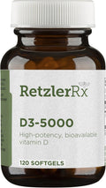 HormoneSynergy D3-5000 - 120 Softgels - Vitamina D3 5000 UI Alta Potencia
