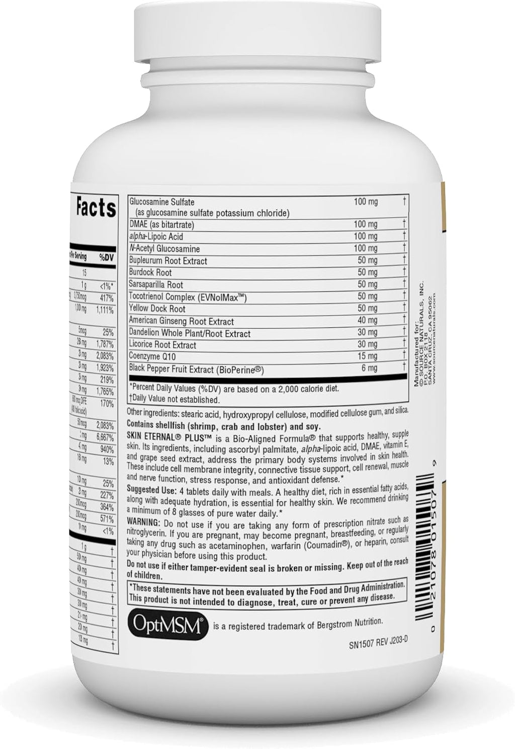 Source Naturals Skin Eternal Plus, con C Ester, DMAE y Ácido Lipóico - 120 Comprimidos
