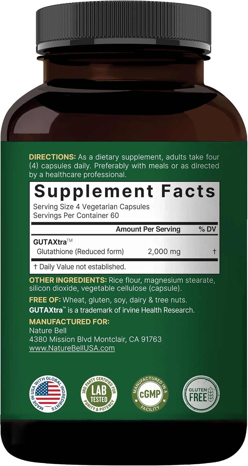 NatureBell Glutación 2.000mg por Dosis, 240 Cápsulas Veganas