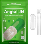 Cápsulas Vegetales Vacías Tamaño 2 (100 Unidades) - Veganas, Sin Gluten, No OGM, Certificado Halal - Kit de Llenado con 2 Cucharas para Suplementos Caseros