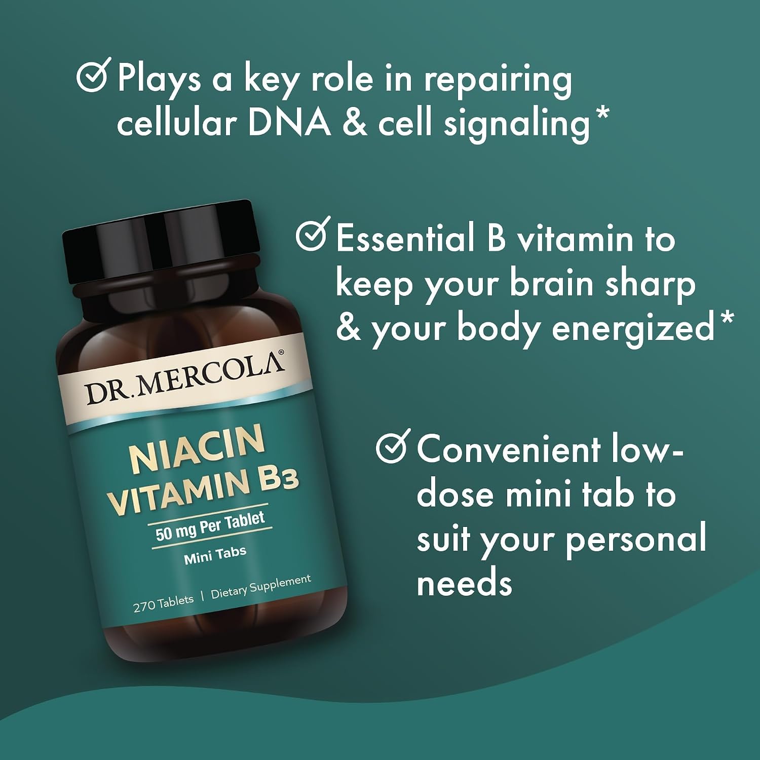 Dr. Mercola Niacina Vitamina B3, 270 Comprimidos