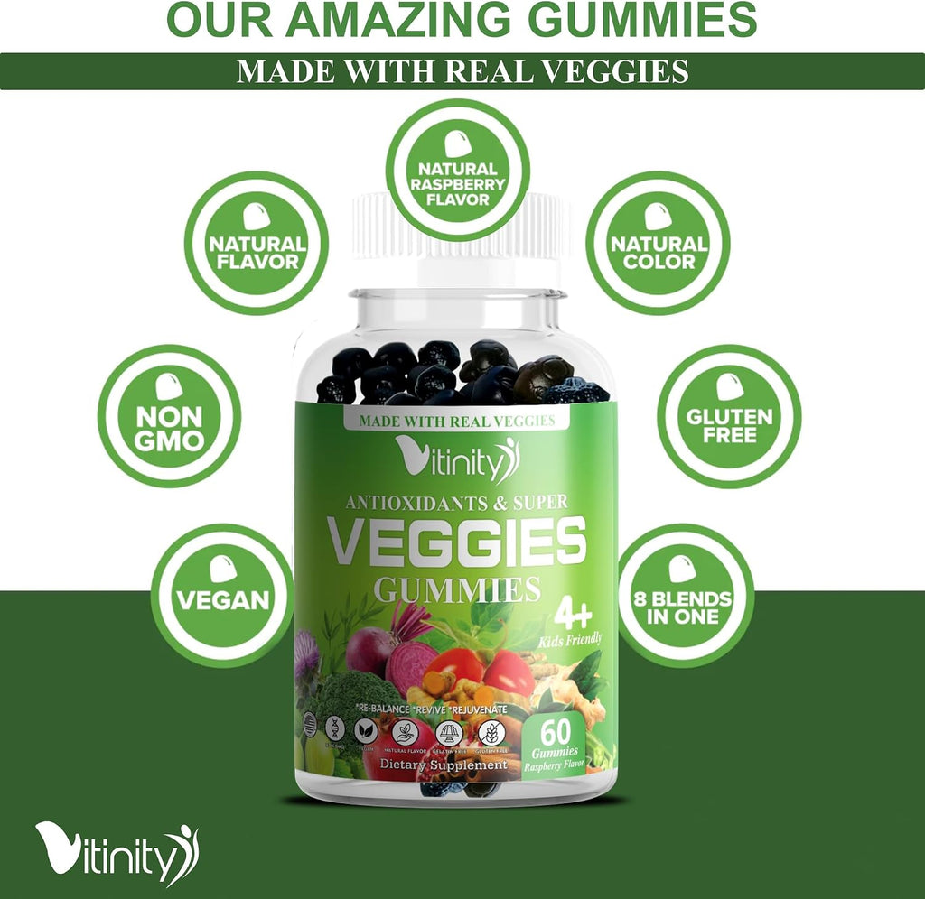 VITINITY Super Greens Multivitamin Gummies - Gominolas Multivitamínicas con 30 Superalimentos